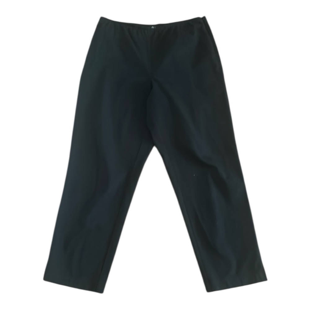 Eileen Fisher Black Cotton Twill Side Zip Casual Pants Size Petite M 10/12